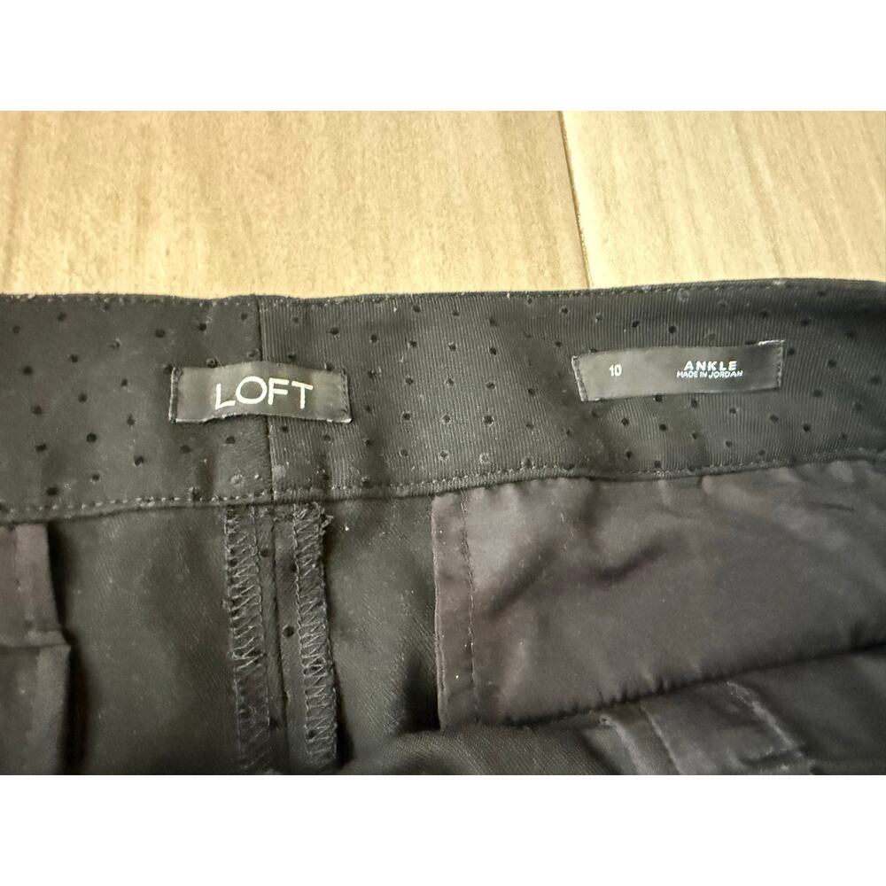 Loft Black Textured Polka Dot Ankle Pants Size 10 - Picture 6 of 10